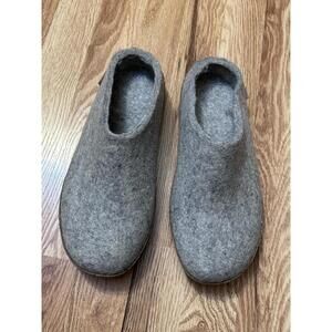 Glerups Light Grey Wool slippers With Leather Soles 42